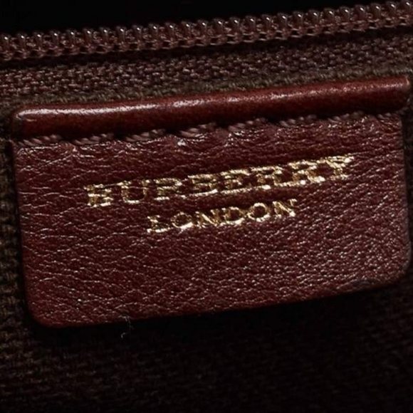 Burberry Brown/Beige Haymarket Check Canvas and Leather Middle Zip Tote - Picture 9 of 13